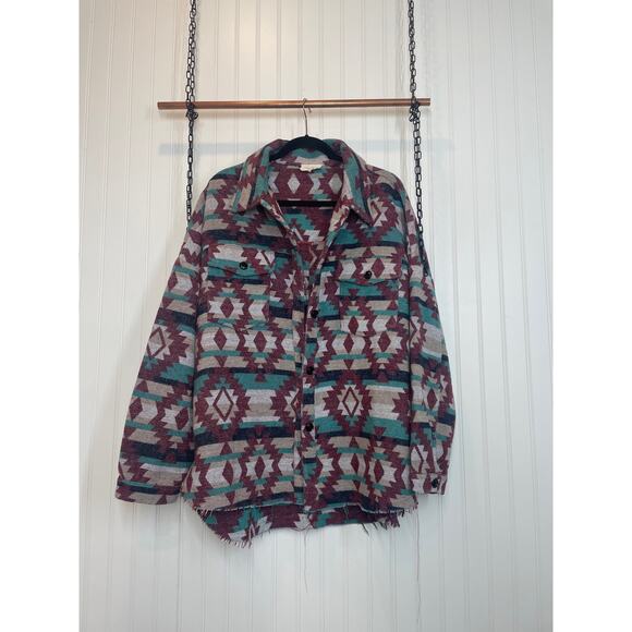 1.4.3. Story by Line Up Women’s Aztec Print Button Jacket Outdoor Plus Size 1X - Picture 1 of 9